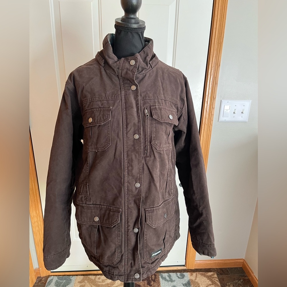 Women’s Berne soft stone brown duck barn flannel lined coat jacket. XL(16-18)